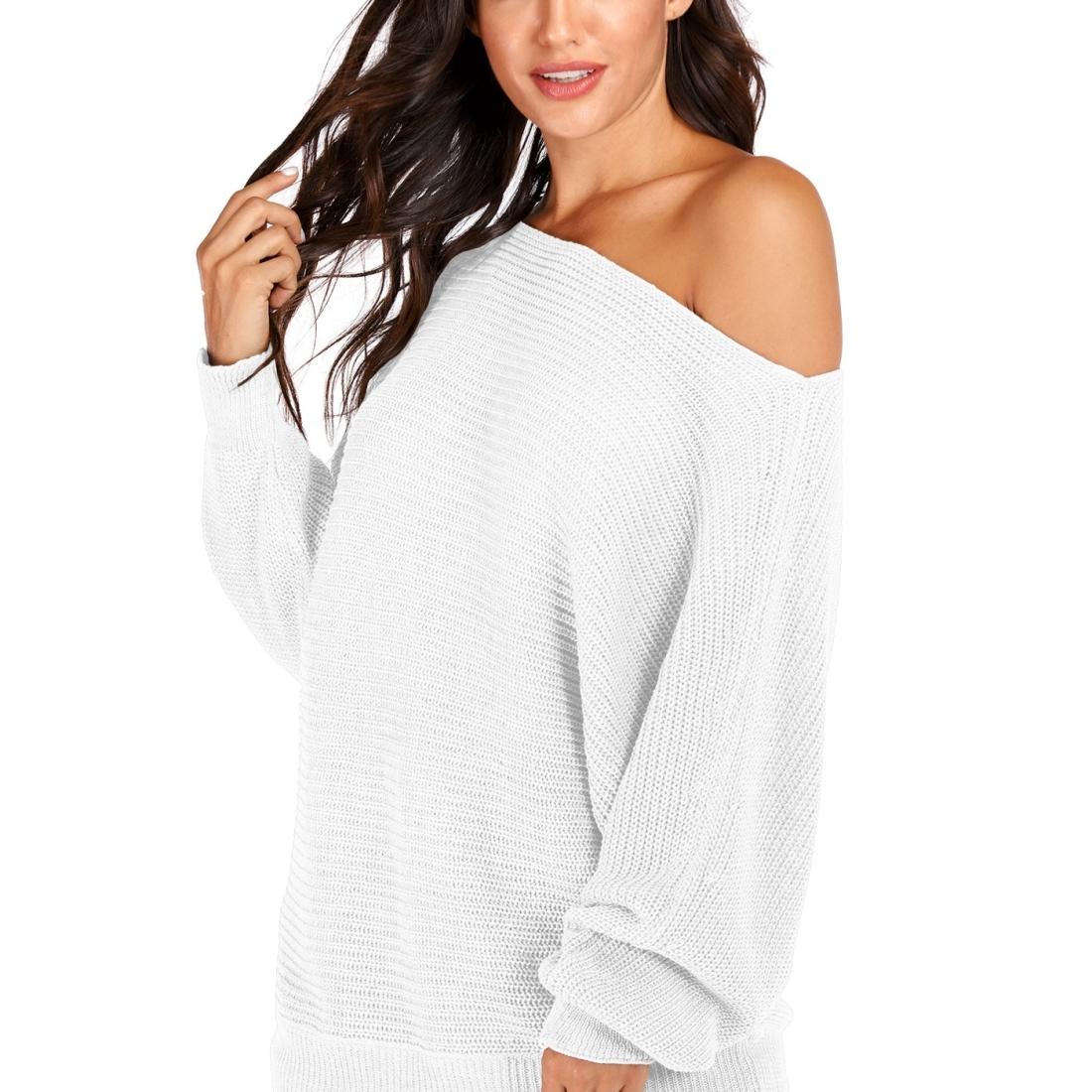 Irregular Bat Sleeve Sweater Grey - L - White M