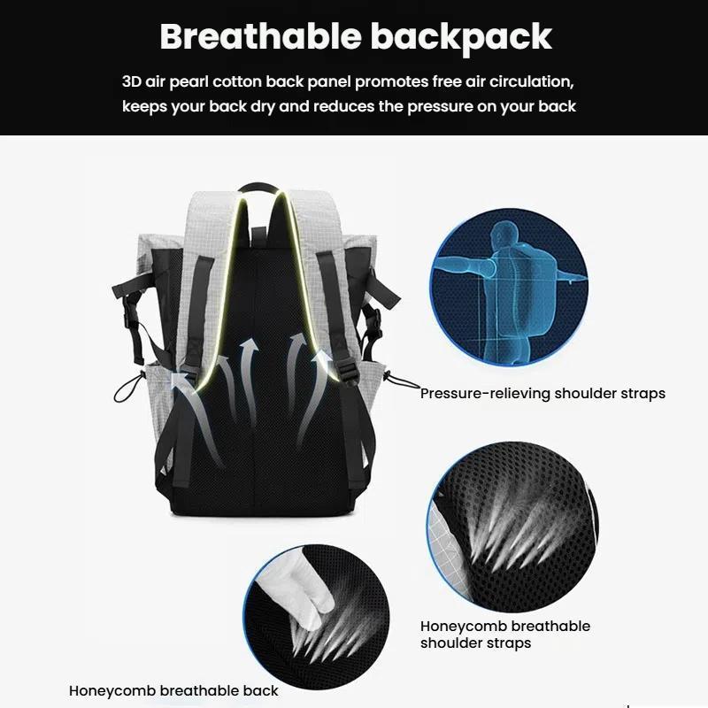 Large Capacity Contrast Backpack For Commuting - Gray