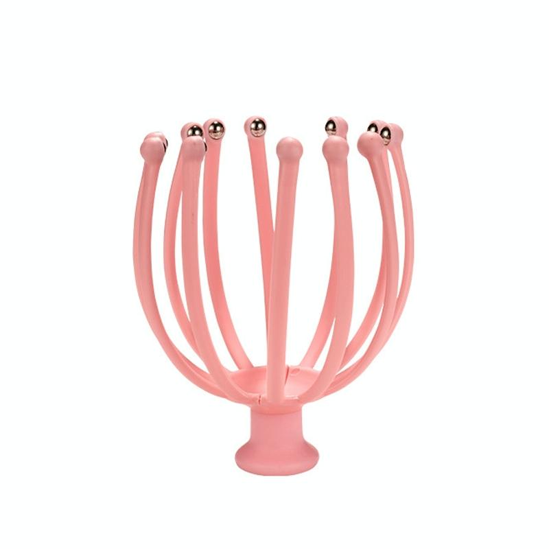 Rotating Octopus Head Massager Relaxing Ball Tool - Pink