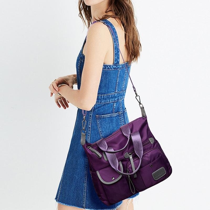 Versatile Oxford Cloth Shoulder Bag for Women - Black