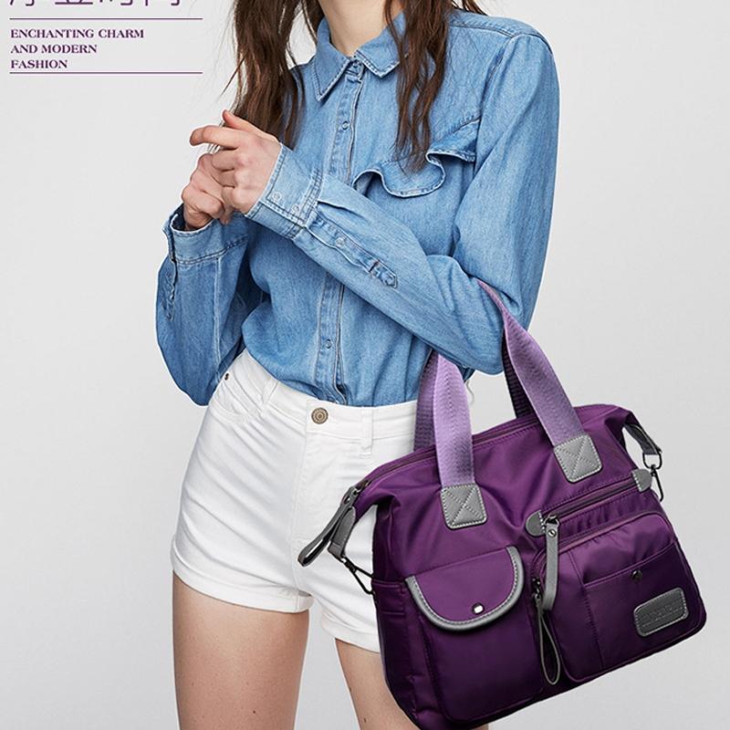 Versatile Oxford Cloth Shoulder Bag for Women - Black