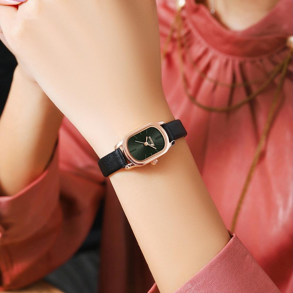 Waterproof Women Quartz Watch with Mini Dial and Steel Band - Green