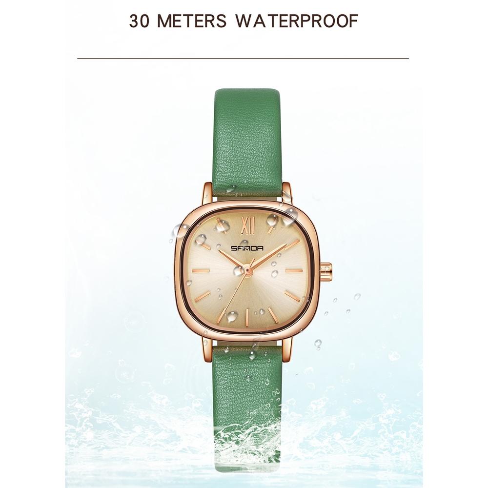 Women Oval Dial Quartz Watch with Simple Bar Scale - Belt Black