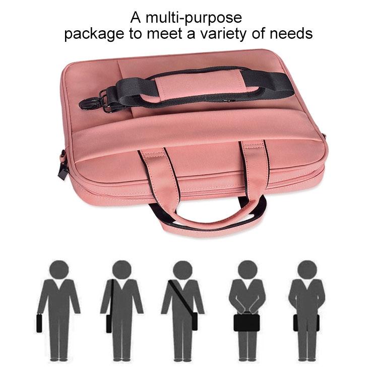 13.3 Inch Waterproof Anti-theft One-shoulder Handbag with Suitcase Belt - Black