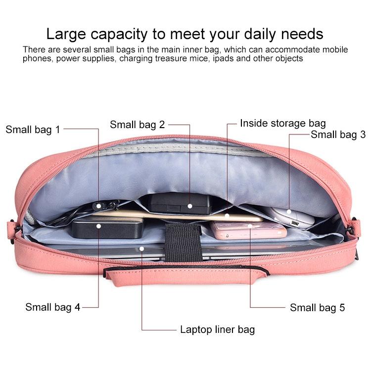 13.3 Inch Waterproof Anti-theft One-shoulder Handbag with Suitcase Belt - Black