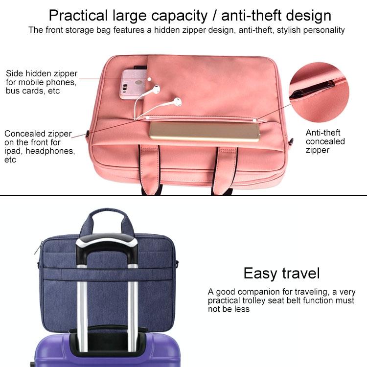 13.3 Inch Waterproof Anti-theft One-shoulder Handbag with Suitcase Belt - Black