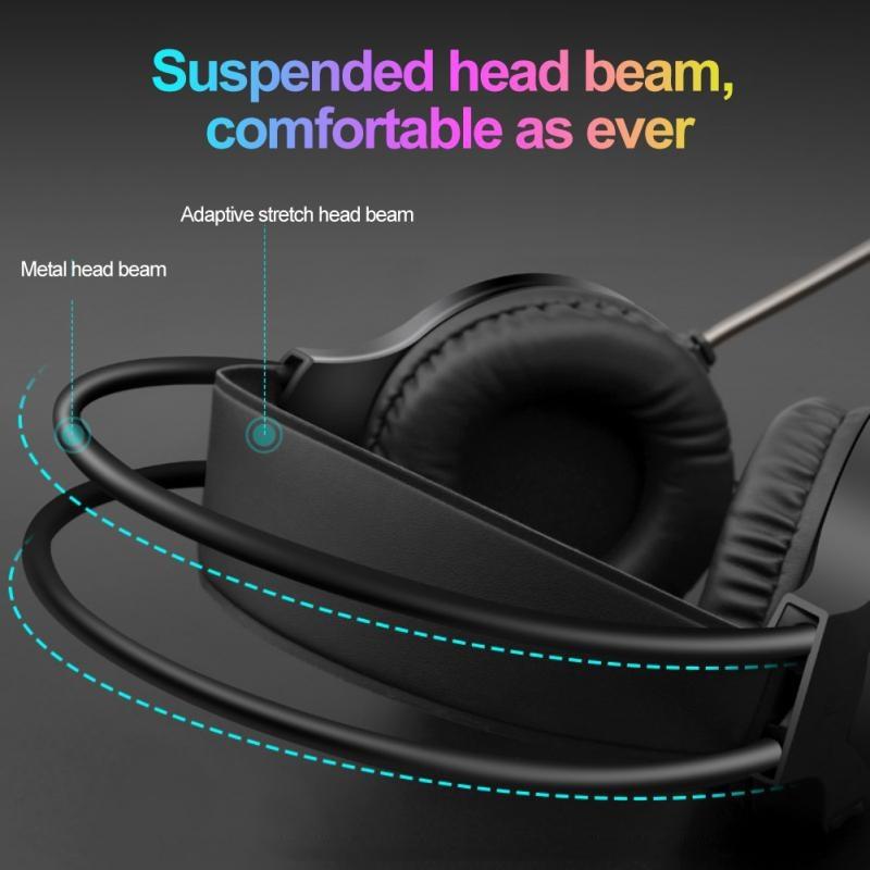 3.5Mm Luminous Game Headset For Desktop - Pink