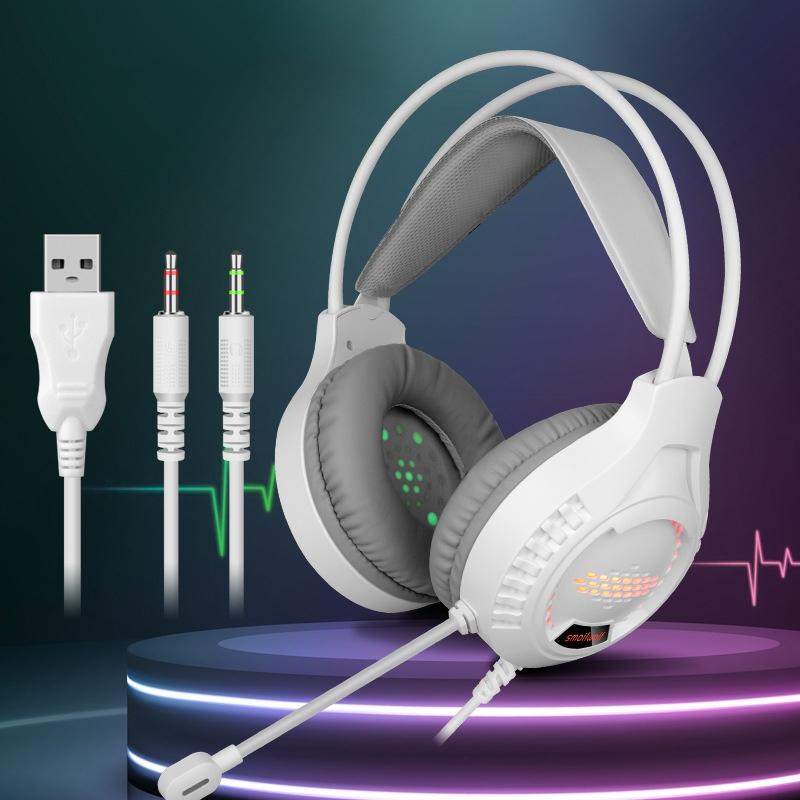 3.5Mm Luminous Game Headset For Desktop - Pink