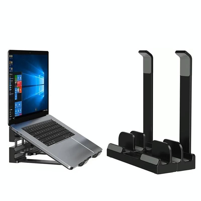 Versatile Laptop Stand with Storage and Cooling - Desktop Heightening Rack - White