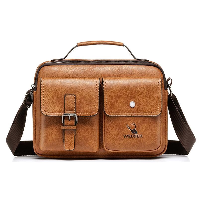 Retro Shoulder Bag For Men Large Capacity - Light Brown