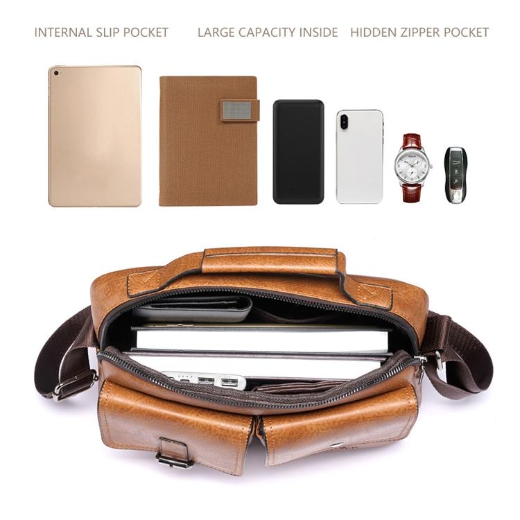 Retro Shoulder Bag For Men Large Capacity - Light Brown
