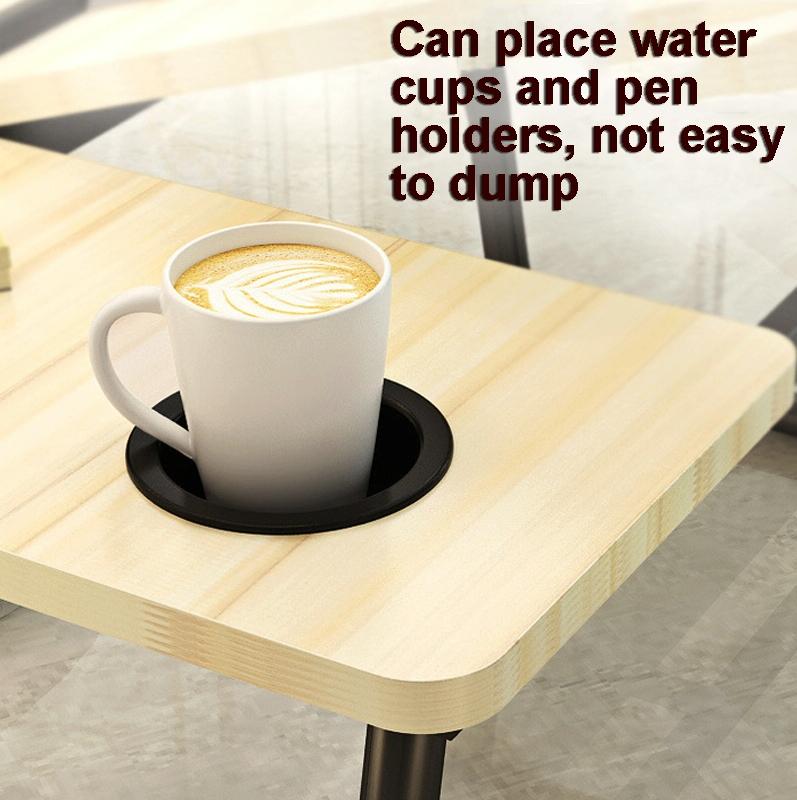 Adjustable Folding Laptop Desk with Cup Holder - Four-speed Lifting Table for Dorms - Black Gold Wire