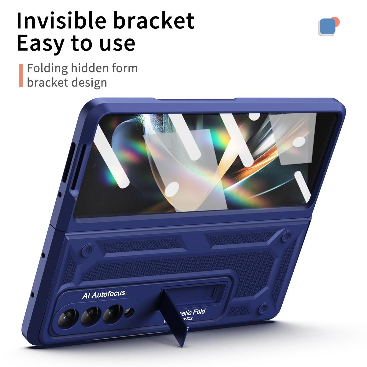 For Samsung Galaxy Z Fold4 5G Telescopic Hinge Foldable Phone Case With Stand - - Black