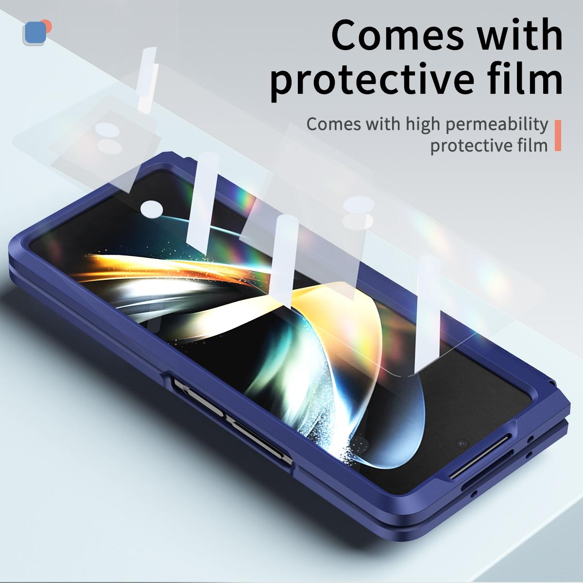 For Samsung Galaxy Z Fold4 5G Telescopic Hinge Foldable Phone Case With Stand - - Black