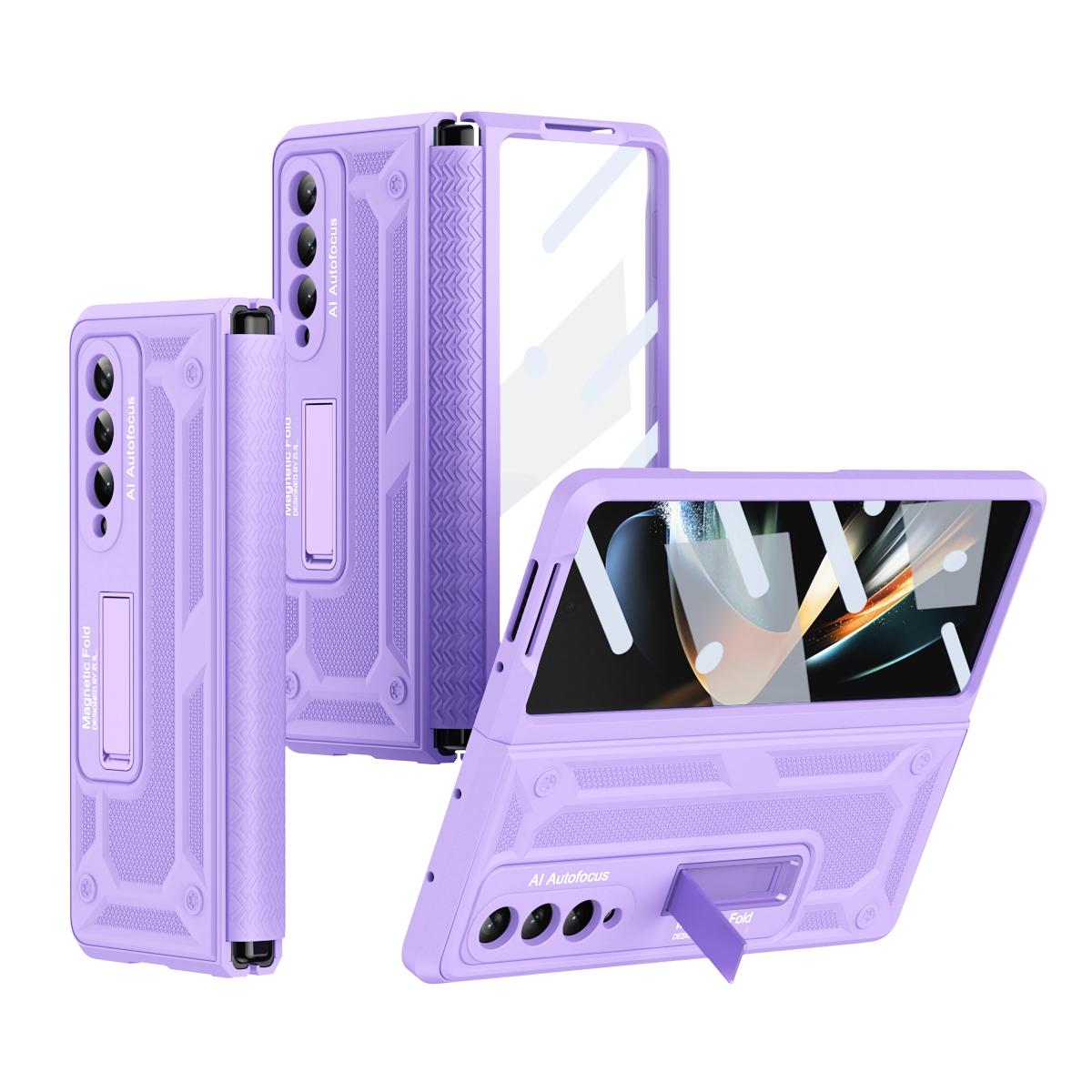 For Samsung Galaxy Z Fold4 5G Telescopic Hinge Foldable Phone Case With Stand - - Black