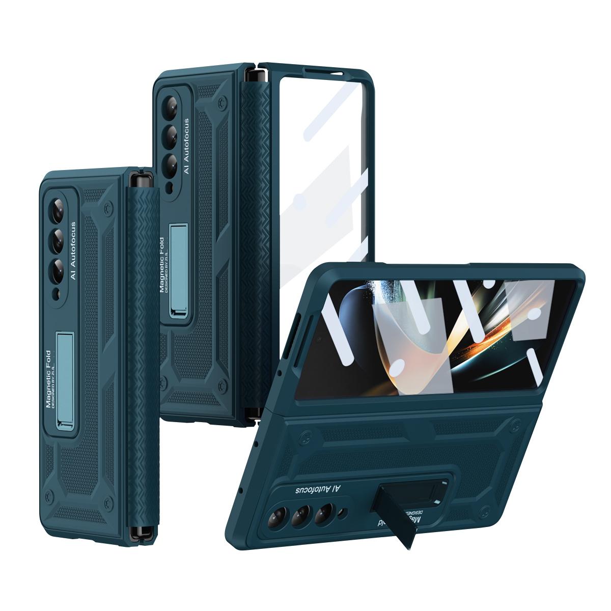 For Samsung Galaxy Z Fold4 5G Telescopic Hinge Foldable Phone Case With Stand - - Black