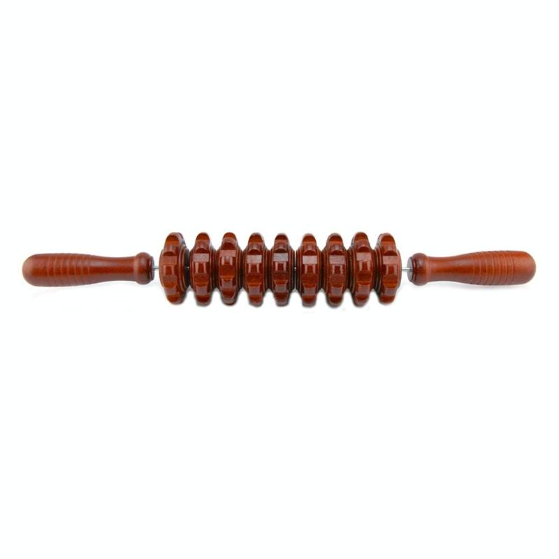 Wooden Abdominal & Leg Roller Massager - Nine Wheels White Red