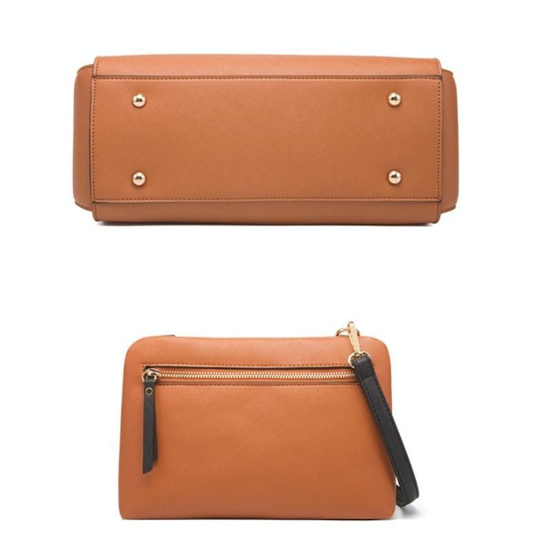 Large Capacity 4-in-1 Messenger Handbag with Fashionable Colour Block Design - Black