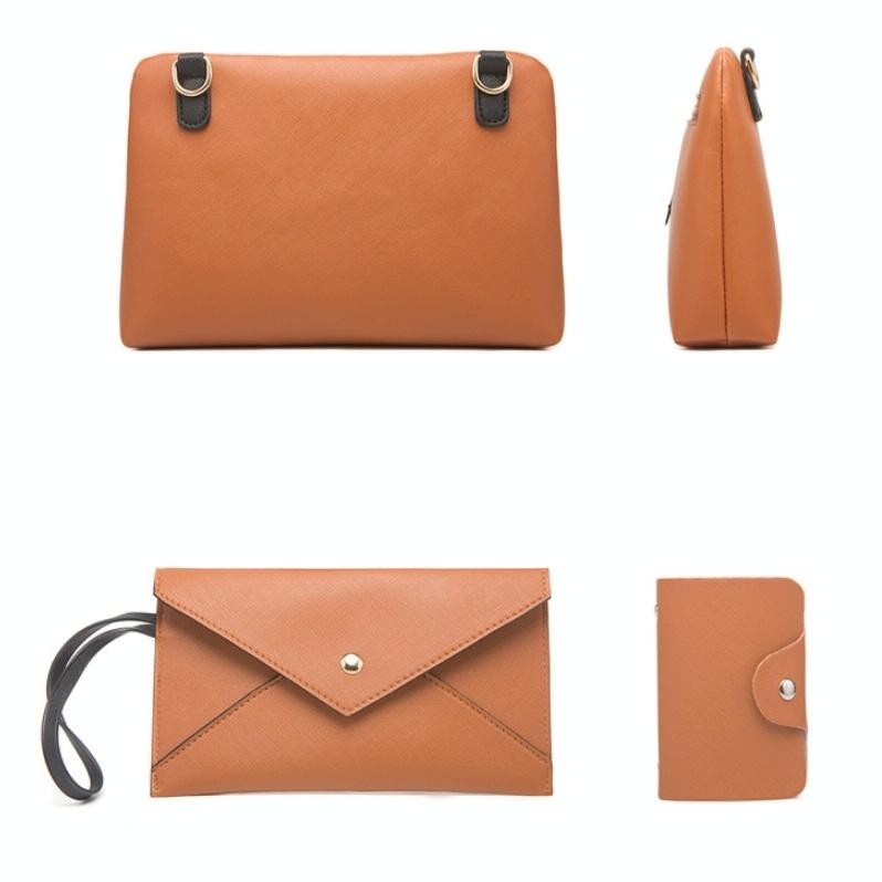 Large Capacity 4-in-1 Messenger Handbag with Fashionable Colour Block Design - Black