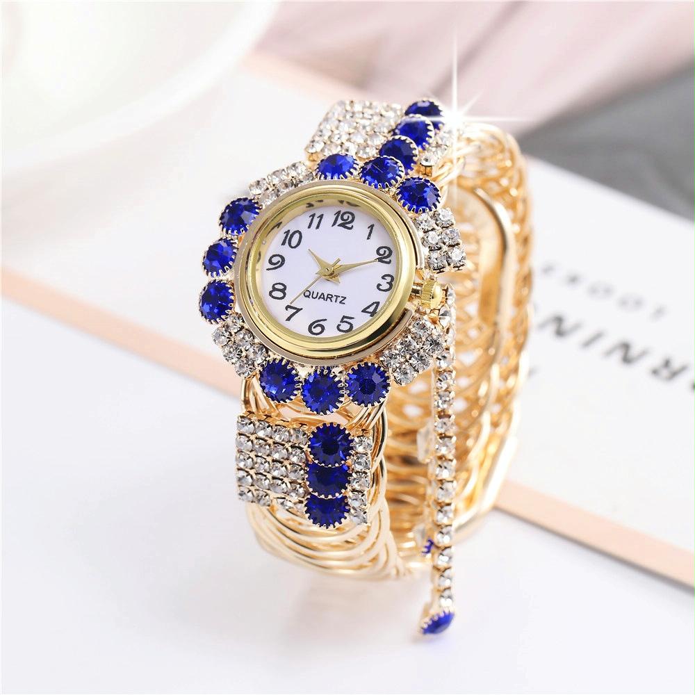 Diamond Pendant Quartz Bracelet Watch for Women - Wild and Unique - Blue