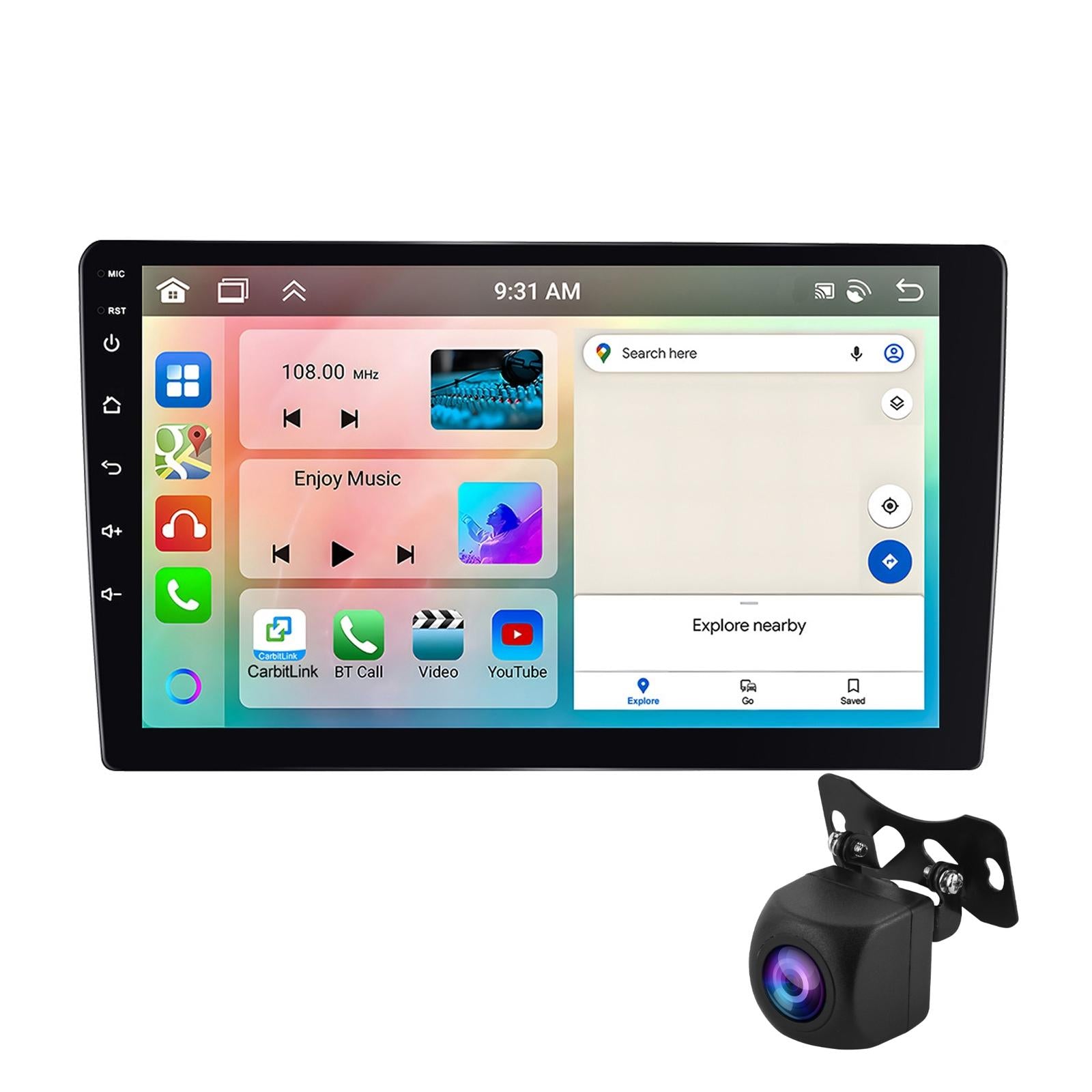6 + 128G Android Car Bluetooth Player With Gps Navigation - Standard + Ahd Camera 9 Inch