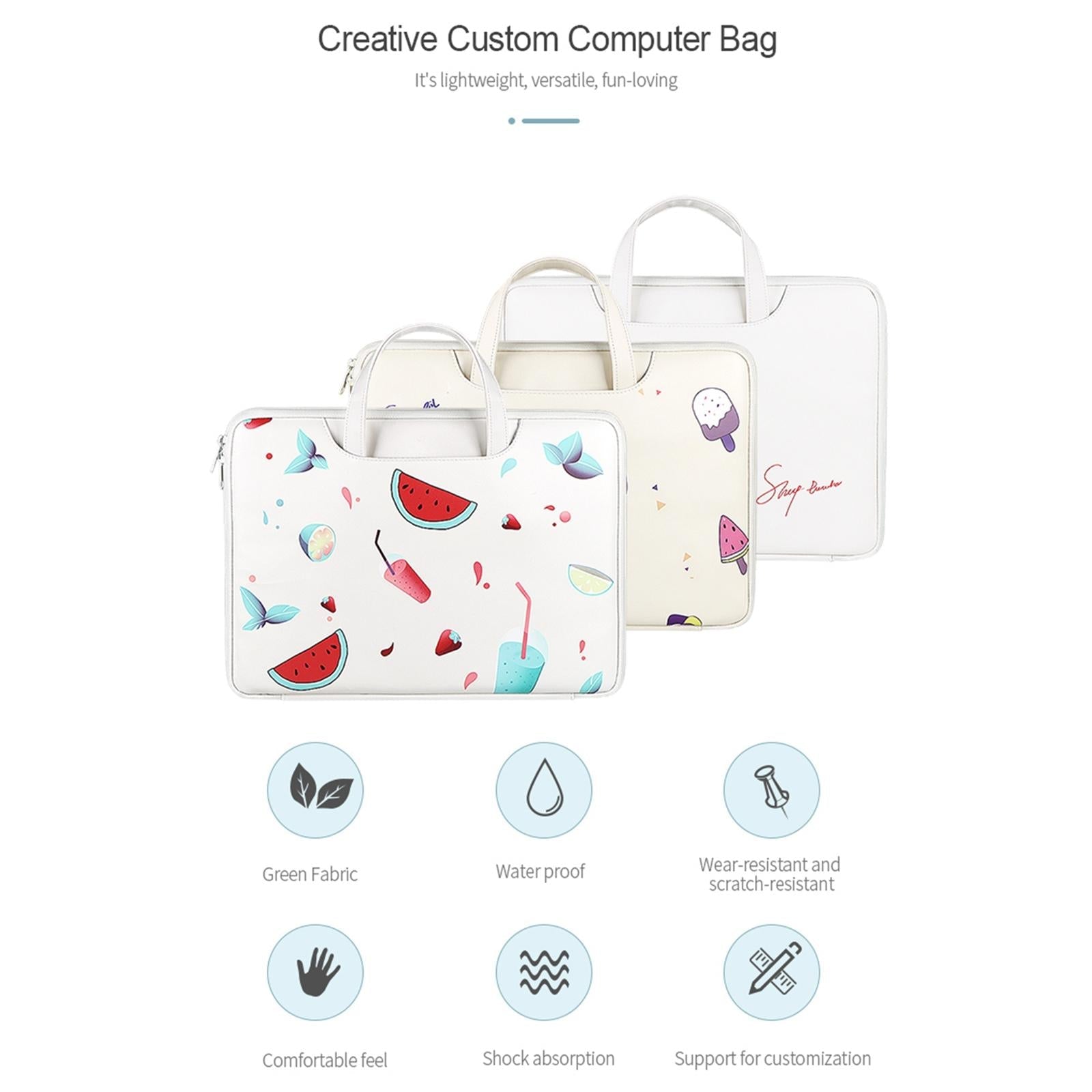 14.1-15.4 Inch Lightweight Printed Laptop Bag In Pu Material - Watermelon