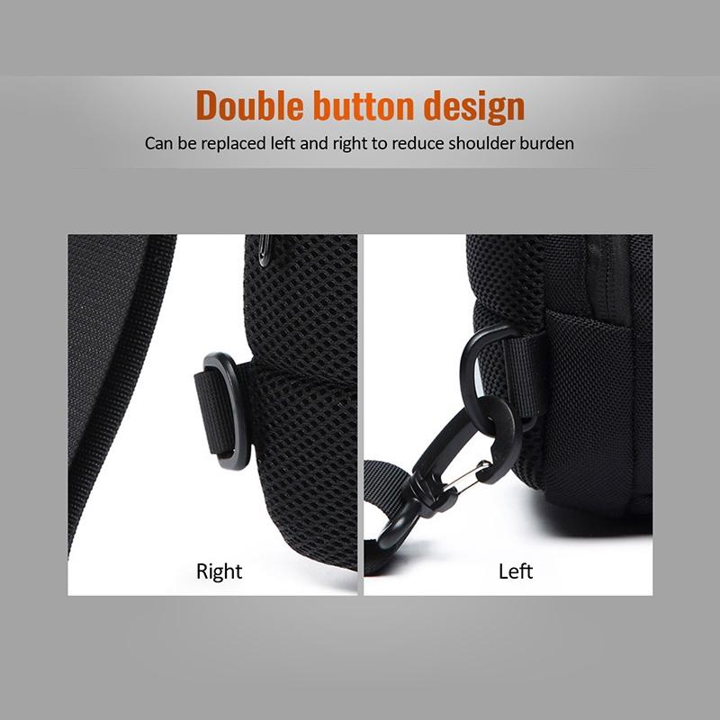 Waterproof Anti Theft Chest Bag Usb Charging Port Large Size - Black