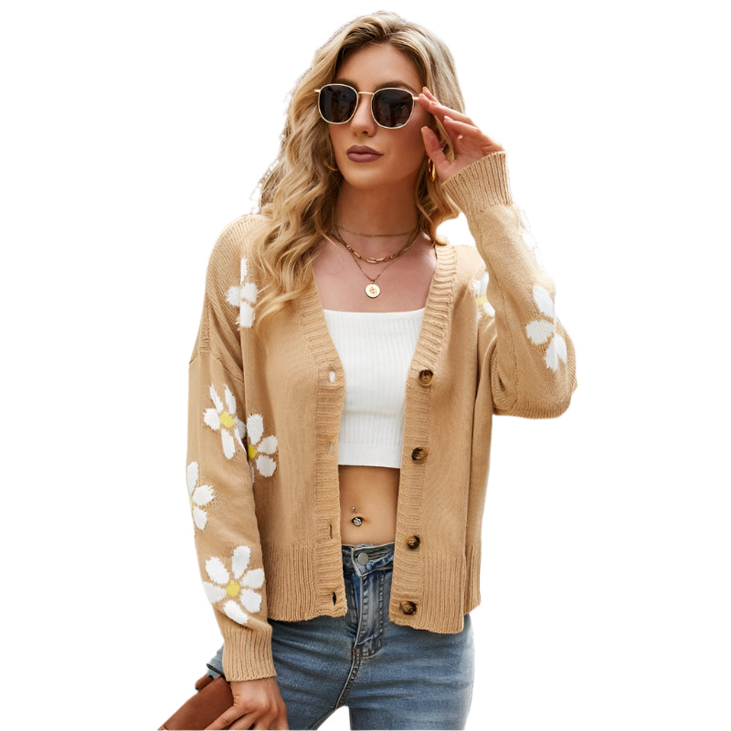 Autumn And Winter Female Knitted Cardigan College Style Sweater Jacket - Grey - L