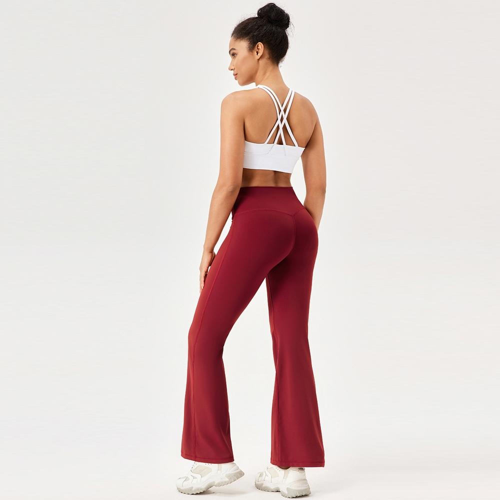 High Waisted Elastic Yoga Flared Pants Size L - Forest Green - Xl