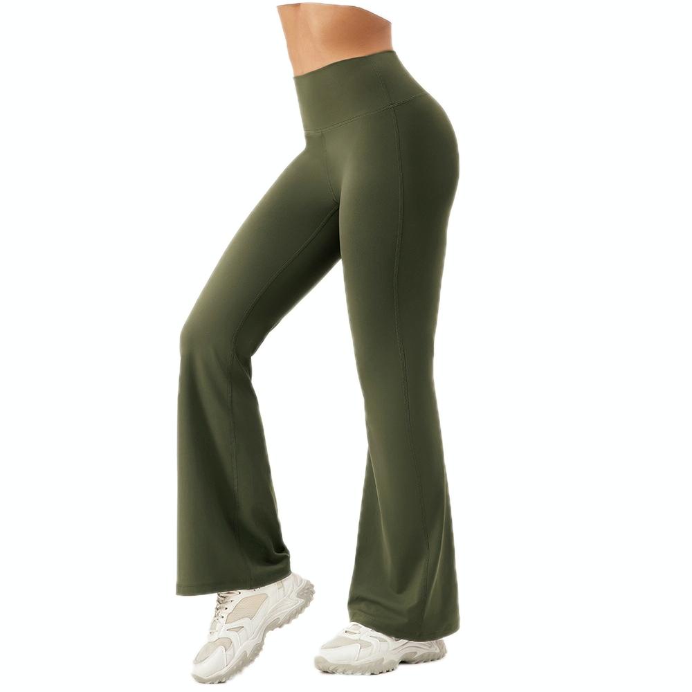 High Waisted Elastic Yoga Flared Pants Size L - Forest Green - Xl
