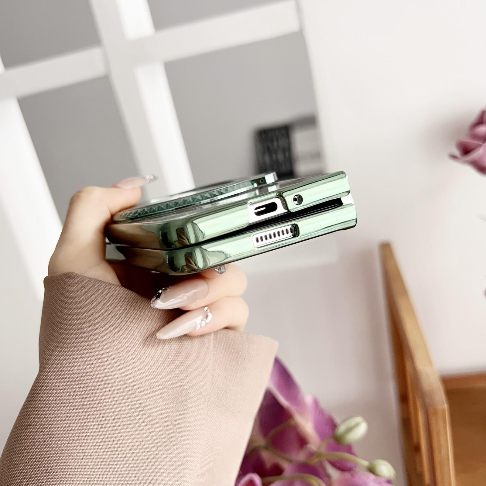For Samsung Galaxy z Fold4 5G Shockproof Magsafe Holder for Rotating Plating Phone Case - Silver