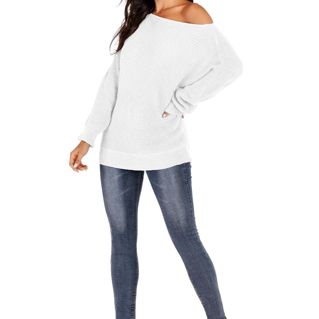Irregular Bat Sleeve Sweater Grey - L - White L
