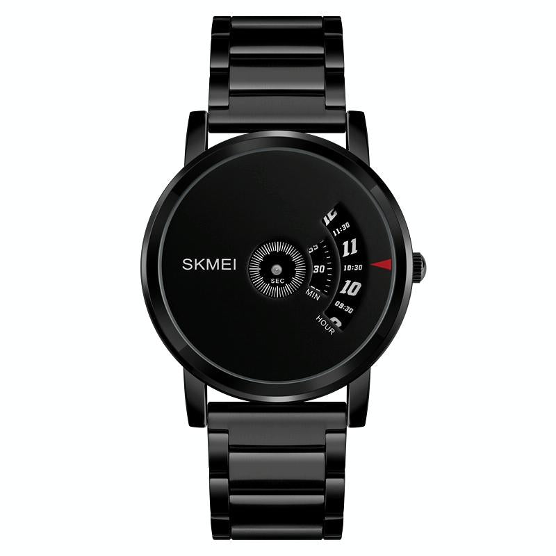 Stylish 30m Waterproof Quartz Watch with Stainless Steel Band - Silver + Black