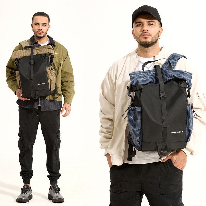 Large Capacity Contrast Backpack For Commuting - Deep Blue