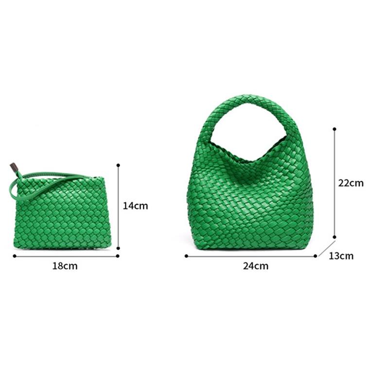 Apricot Hand Woven 2-in-1 Shoulder Bag - Apricot Colour