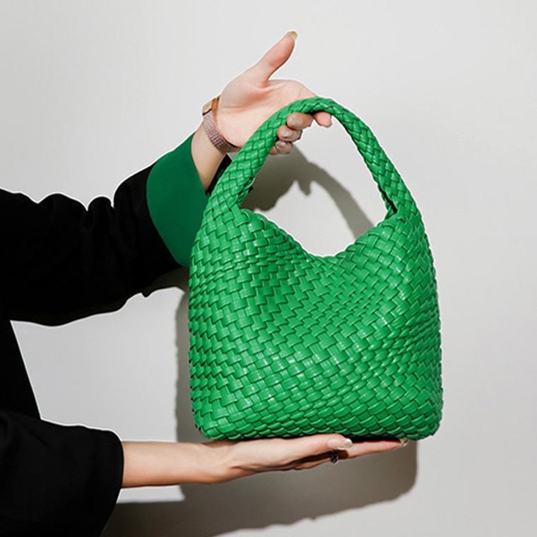Apricot Hand Woven 2-in-1 Shoulder Bag - Apricot Colour