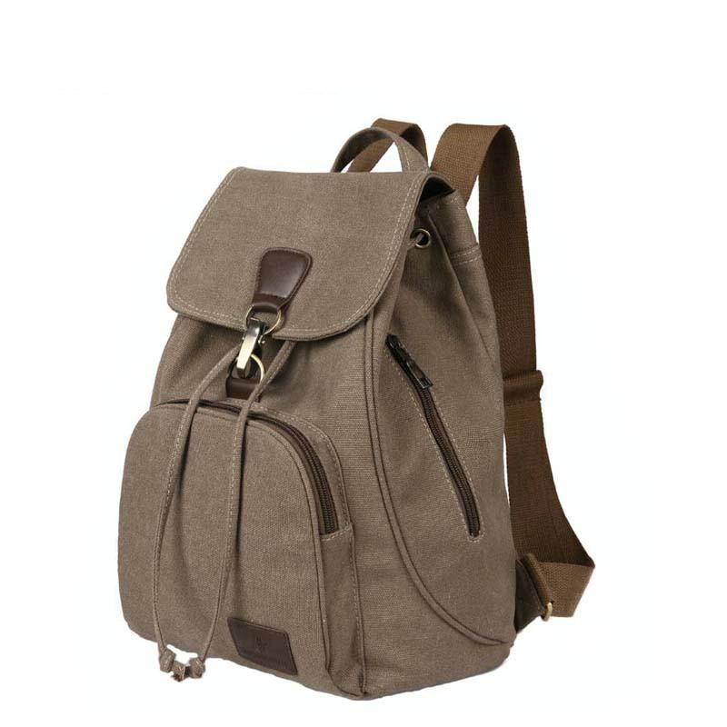Women Canvas Laptop Backpack - Compact and Stylish - Coffee