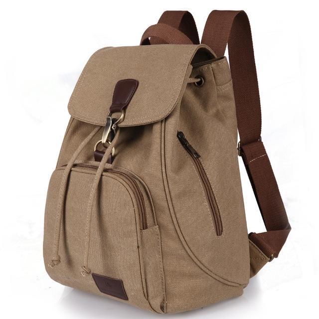 Women Canvas Laptop Backpack - Compact and Stylish - Coffee