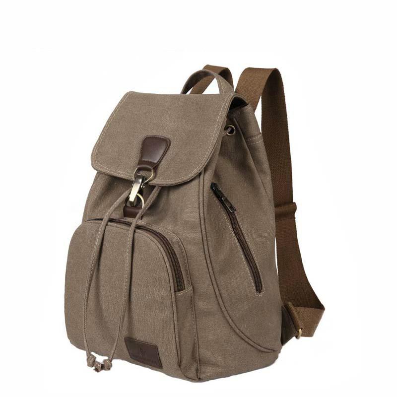 Women Canvas Laptop Backpack - Compact and Stylish - Coffee