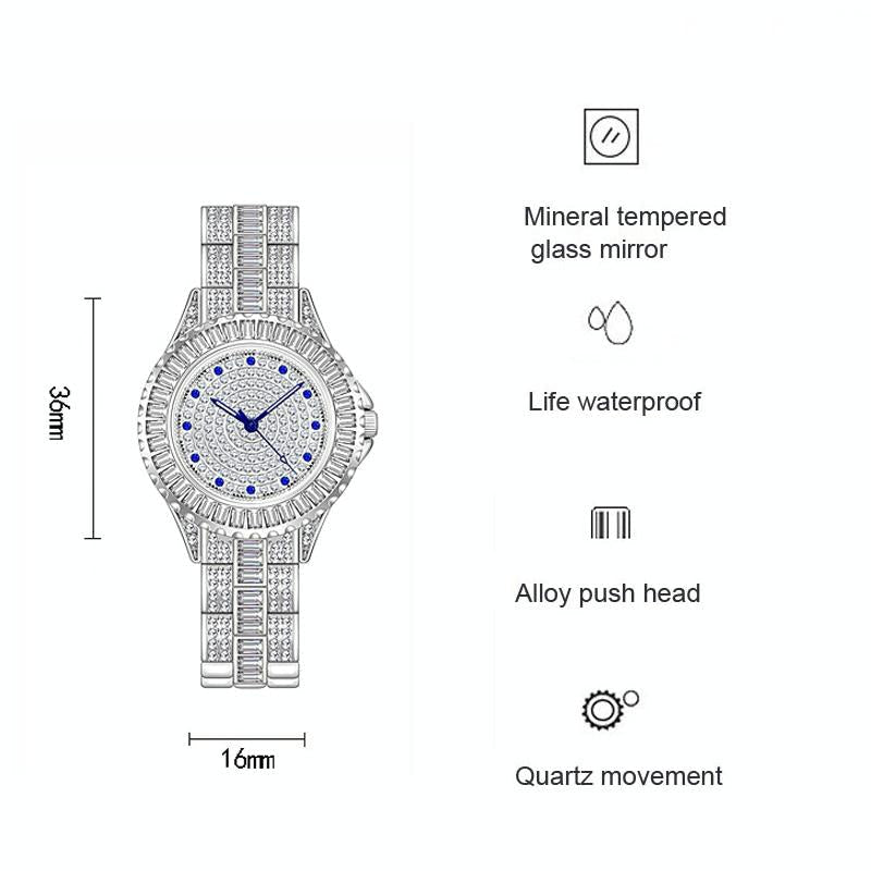 Diamond-inlaid Women Chain Watch - Elegant Jewelry - Gold