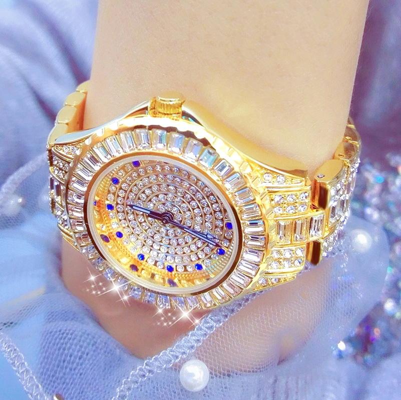Diamond-inlaid Women Chain Watch - Elegant Jewelry - Gold