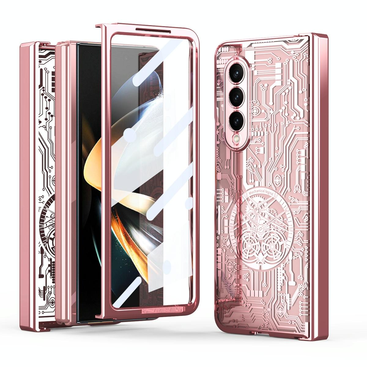 For Samsung Galaxy Z Fold4 5G Foldable Electroplated Phone Case - Mechanical Legend 4. - Silver