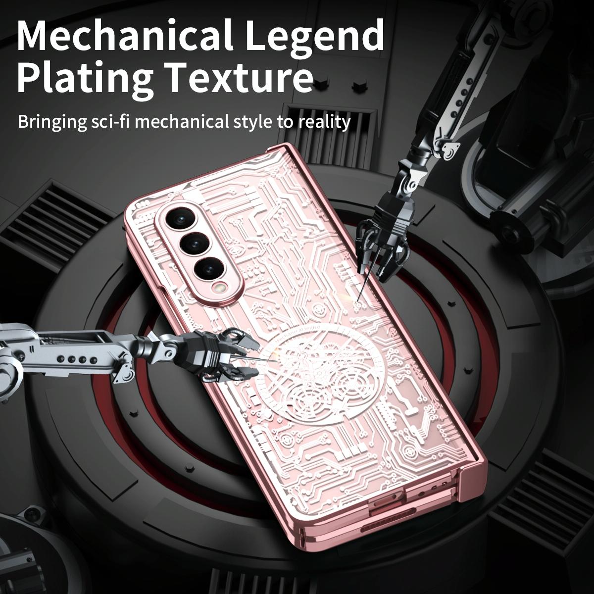 For Samsung Galaxy Z Fold4 5G Foldable Electroplated Phone Case - Mechanical Legend 4. - Silver