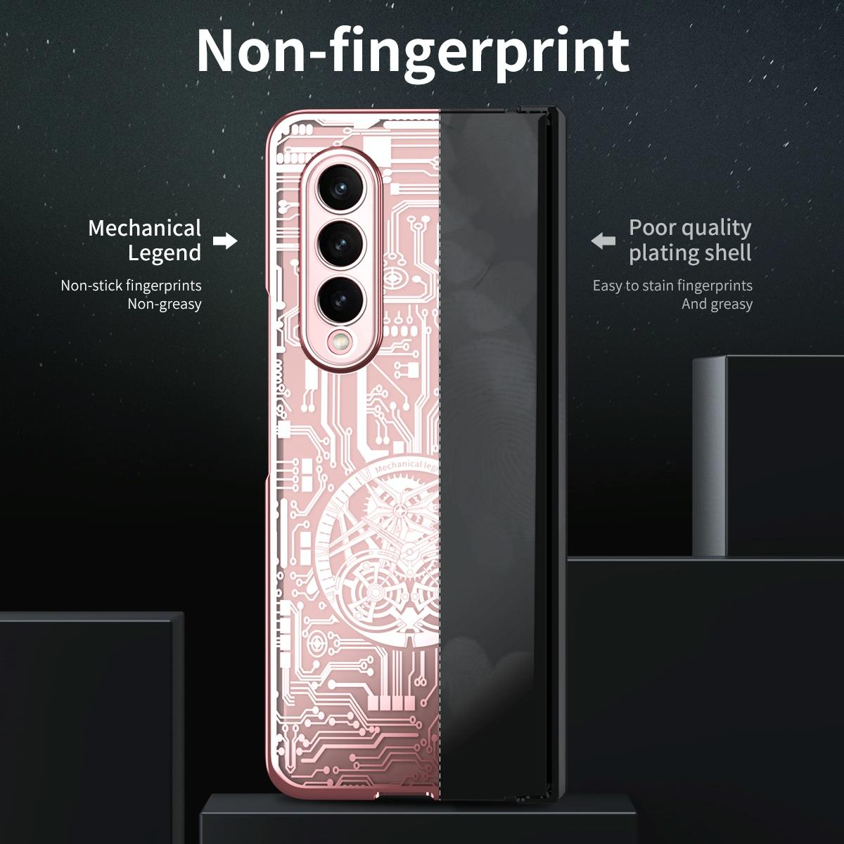 For Samsung Galaxy Z Fold4 5G Foldable Electroplated Phone Case - Mechanical Legend 4. - Silver