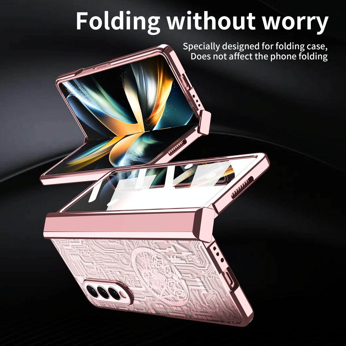 For Samsung Galaxy Z Fold4 5G Foldable Electroplated Phone Case - Mechanical Legend 4. - Silver