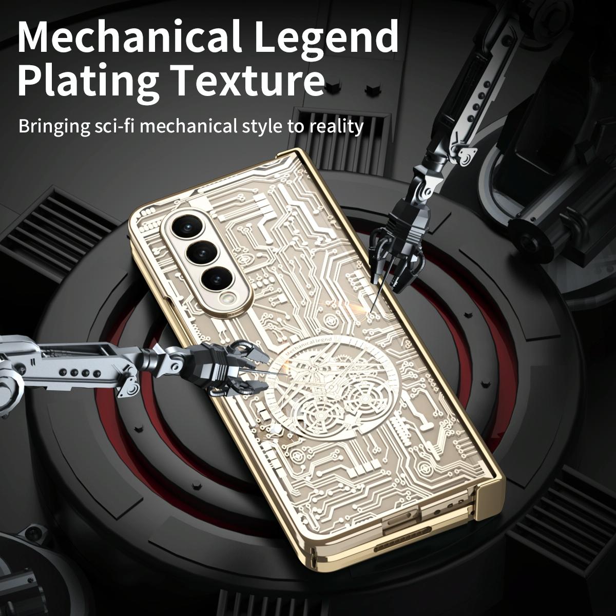 For Samsung Galaxy Z Fold4 5G Foldable Electroplated Phone Case - Mechanical Legend 4. - Silver