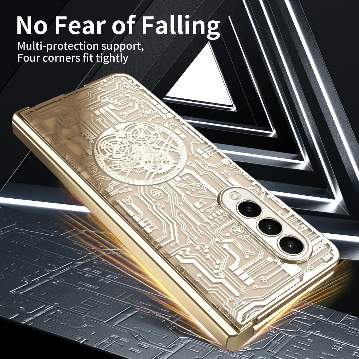 For Samsung Galaxy Z Fold4 5G Foldable Electroplated Phone Case - Mechanical Legend 4. - Silver