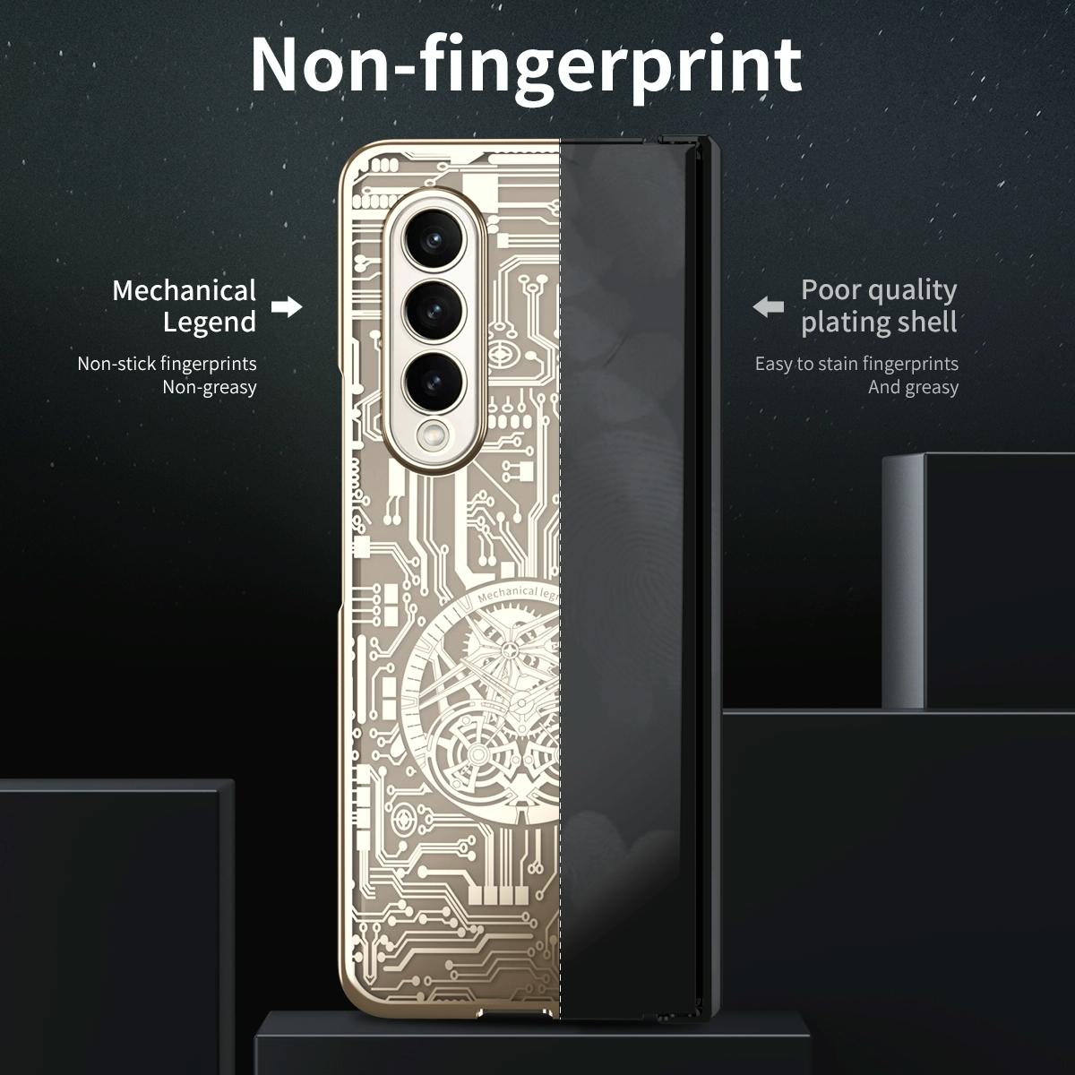 For Samsung Galaxy Z Fold4 5G Foldable Electroplated Phone Case - Mechanical Legend 4. - Silver
