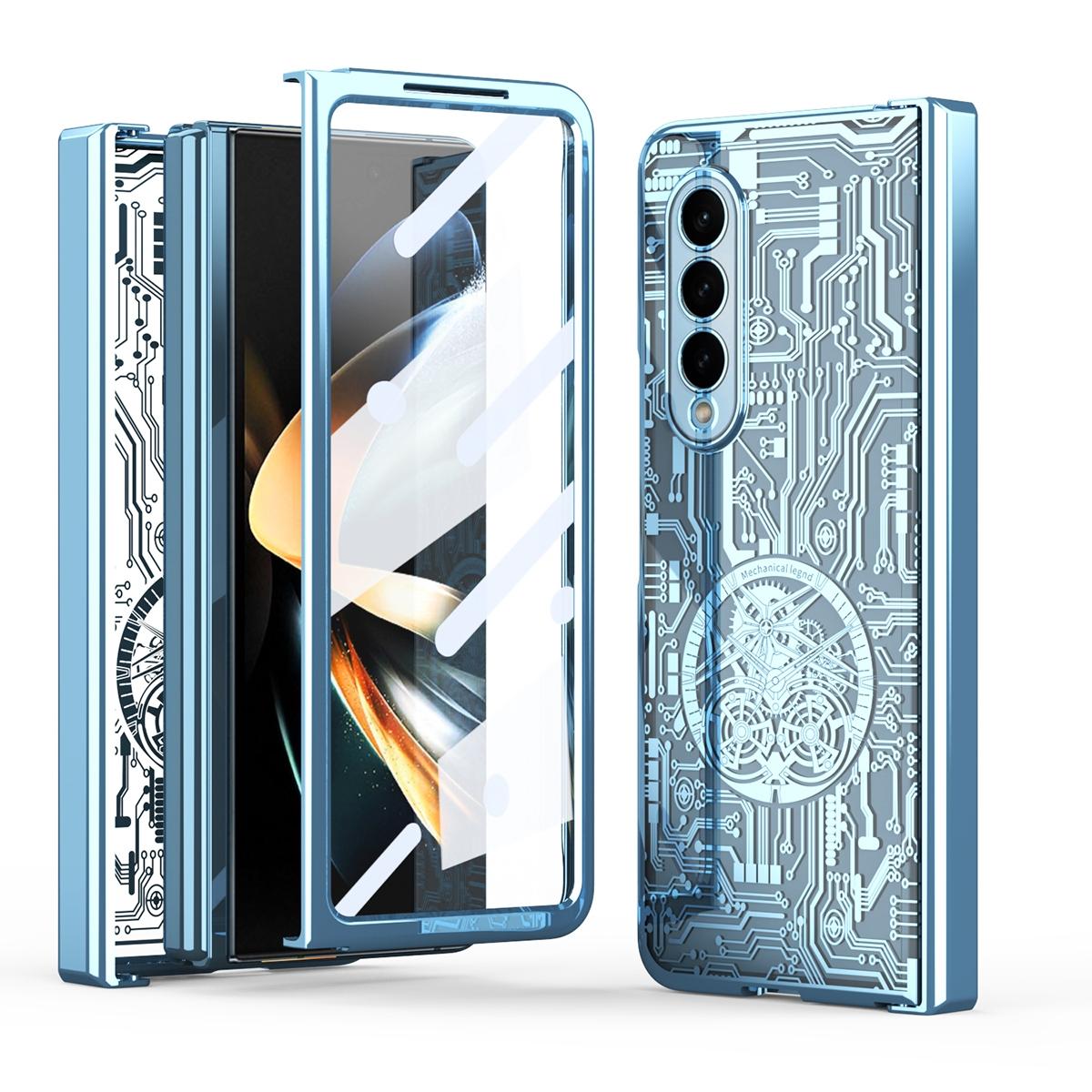 For Samsung Galaxy Z Fold4 5G Foldable Electroplated Phone Case - Mechanical Legend 4. - Silver
