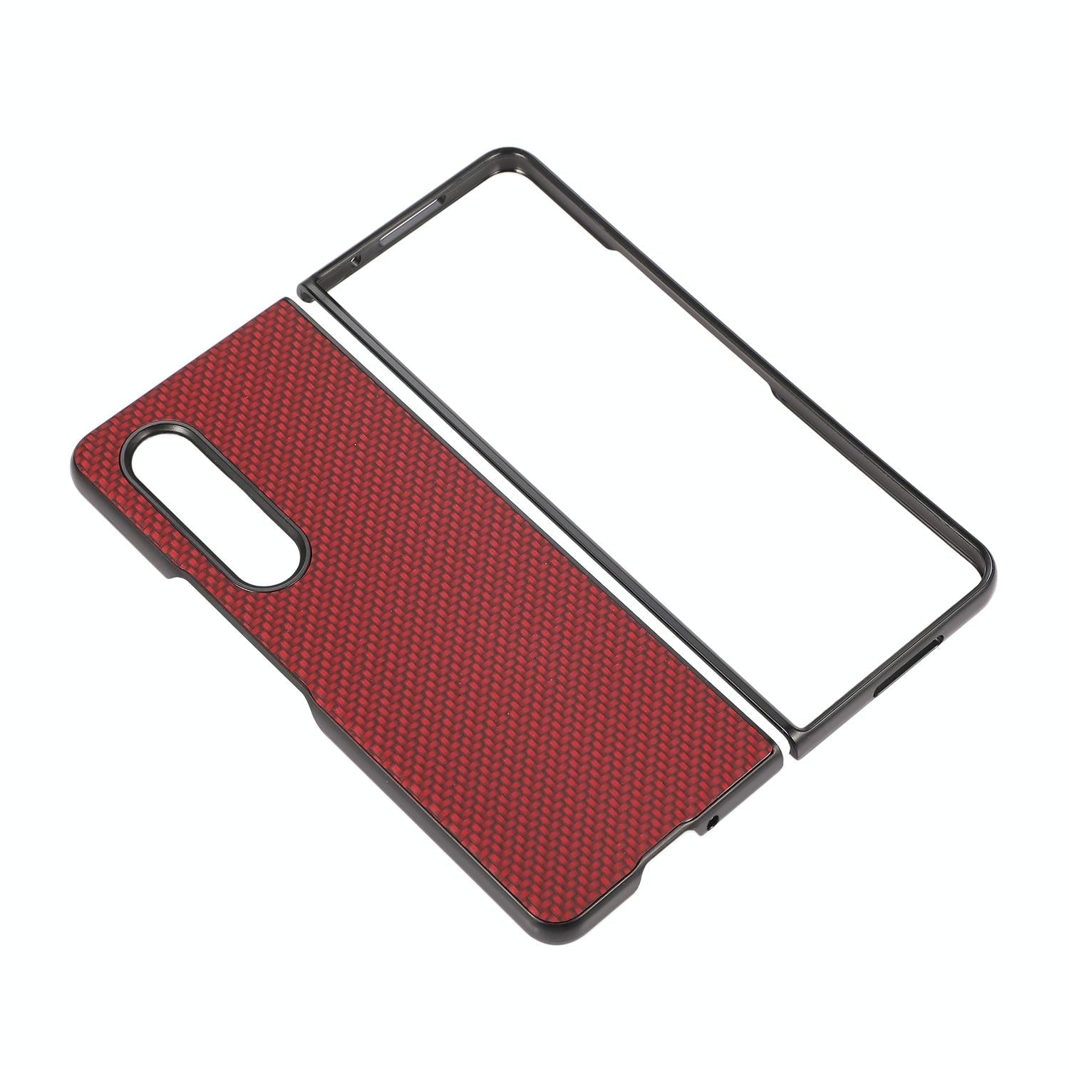For Samsung Galaxy z Fold4 5G Carbon Fiber Texture Leather Phone Case - Pu Material - Blue